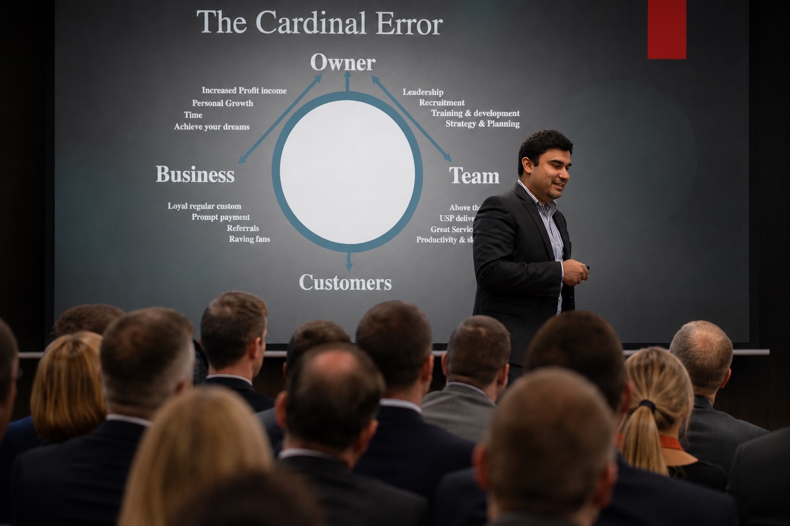 Danayal Zia presenting to an audience of business leaders